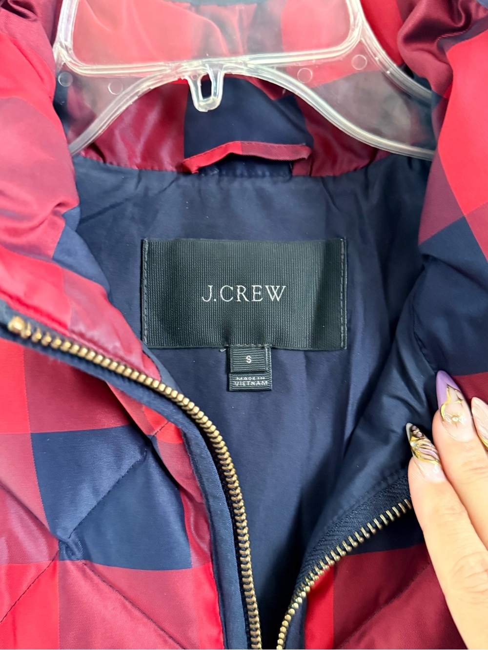 J Crew Blue Red Plaid Zip Down Vest S Pockets - Picture 4 of 8